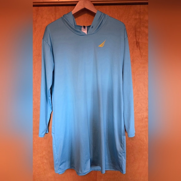 Nautica Blue Hooded Shirt - Picture 5 of 6
